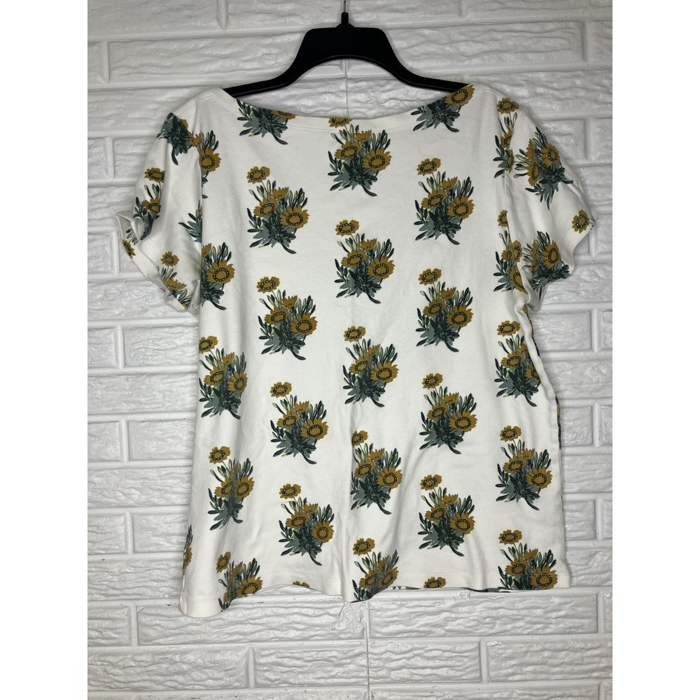 Kate Quinn 100% organic Cotton floral boatneck top tee women's size XXL casual